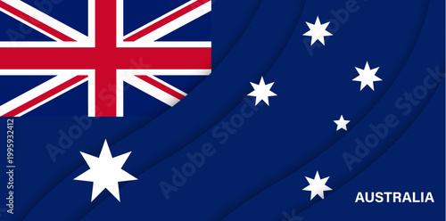 Paper cut national flag of Australia, vector papercut 26 January Australian banner. Vector Australian flag featuring Union Jack in the canton, Commonwealth Star, and Southern Cross constellation