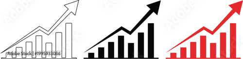 Growth charts black red and dotted silhouette arrows