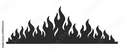 Black fire flames vector graphic, a dynamic burning fire border element. Abstract fiery silhouette for hot designs, energy concepts, and intense visual effects.