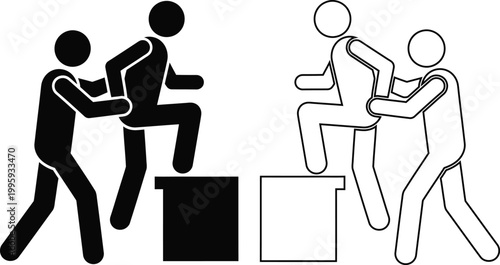 Silhouette of people arguing and reading black and white