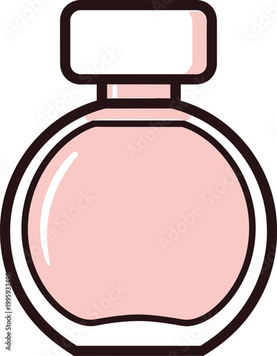 A high quality vector illustration of a pink perfume bottle isolated on a white background representing luxury fragrance and cosmetic beauty products for retail marketing branding and fashion lifestyl