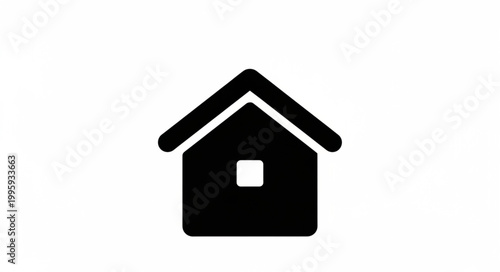 Simple black house icon on white background.