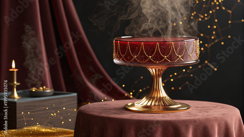 glass of red wine and candle