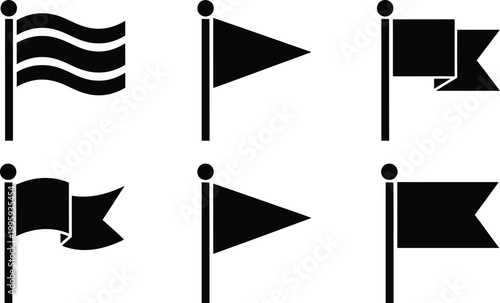Flags silhouette collection diverse shapes and waving designs