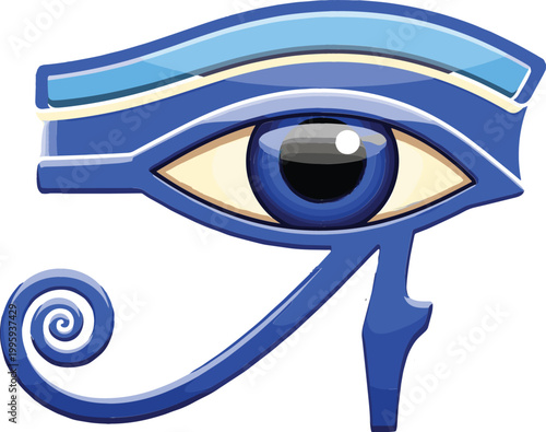 Eye of Horus ancient Egyptian symbol blue sacred protection sign spiritual amulet icon mythology vector illustration isolated on light background