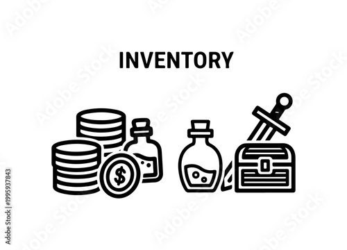 Inventory Management Icons Set - Business Assets Vector Illustration