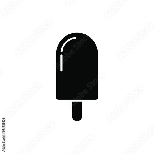 Black ice cream icon on a light gray background for design and digital use