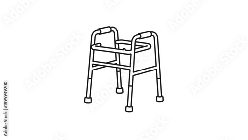 Simple Line Drawing of Walker for Elderly.