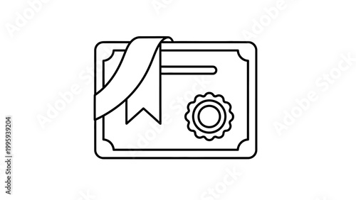 Certificate Icon with Ribbon and Gear.