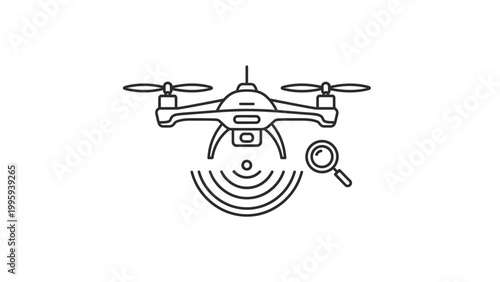 Drone with Magnifying Glass Illustration.