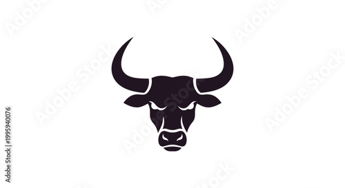 Black bull head with horns logo.