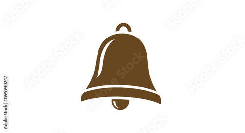 Brown Metal Bell Icon Symbol.