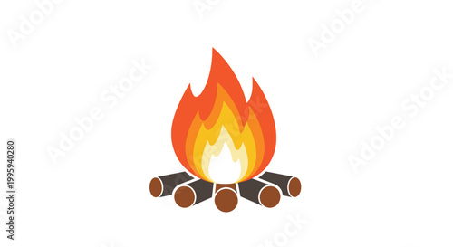 Burning Campfire with Wood Logs.