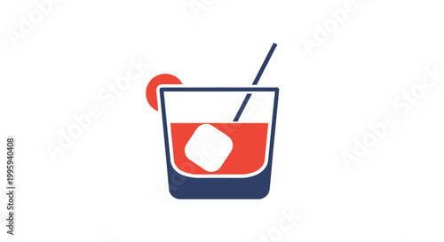 Cocktail with Ice and Straw.