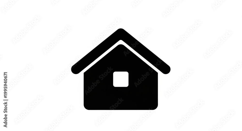 Fototapeta premium Simple Black House Icon with Square Window.