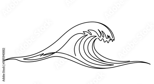 Large Ocean Wave Crashing Water.