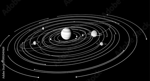 Solar System Model with Planets Orbiting the Sun.
