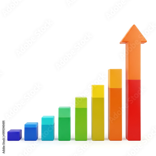Colorful 3D bar graph with arrow showing growth and progress transparent background Free Download Colorful 3D bar graph with arrow showing growth and progress transparent background - GFXLoad