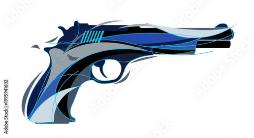 Abstract Blue Gun Illustration.