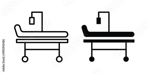 Hospital bed icon design. Editable silhouette and Thin Stroke outlined icons pack