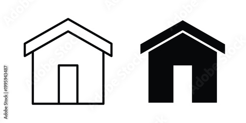 Home icon design. Editable silhouette and Thin Stroke outlined icons pack