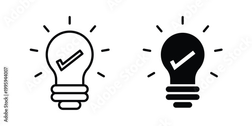 Idea icon design. Editable silhouette and Thin Stroke outlined icons pack