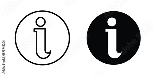 Info icon design. Editable silhouette and Thin Stroke outlined icons pack