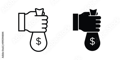 Investment icon design. Editable silhouette and Thin Stroke outlined icons pack