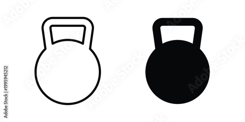 Kettlebell icon design. Editable silhouette and Thin Stroke outlined icons pack