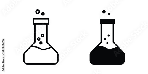 Lab flask icon design. Editable silhouette and Thin Stroke outlined icons pack