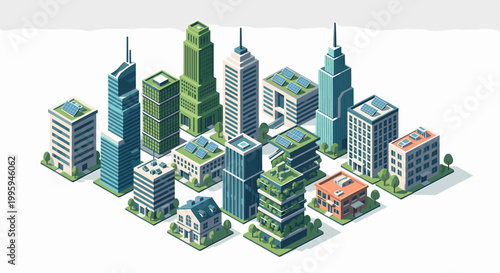 A clean, isometric illustration of a contemporary office building conveys professionalism and growth, ideal for business presentations or website grap