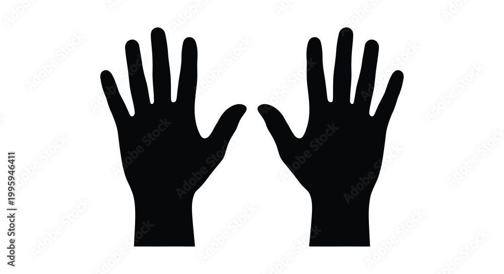 Fototapeta premium two hands raised in greeting silhouette high quality