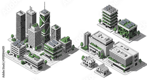 A bright, clean illustration of a modern office building featuring solar panels, suggesting sustainability and forward-thinking business practices. Su