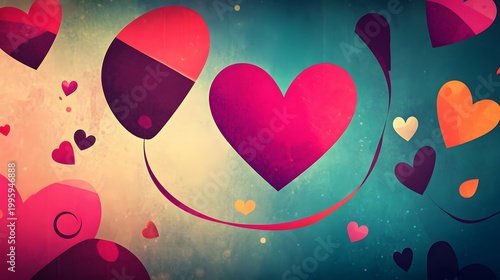 Hearts, balloons, confetti, celebration.