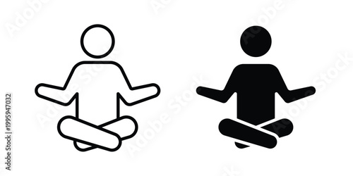 Meditation icon design. Editable silhouette and Thin Stroke outlined icons pack