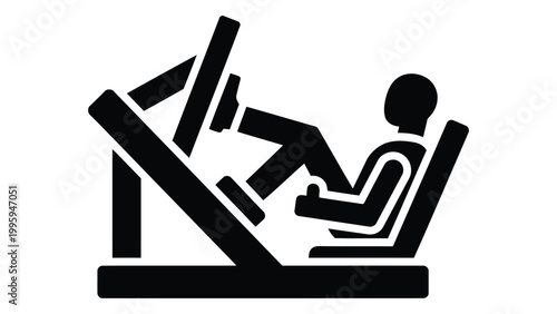 Leg press machine icon vector illustration of a person exercising on a gym equipment for leg workout isolated on white background