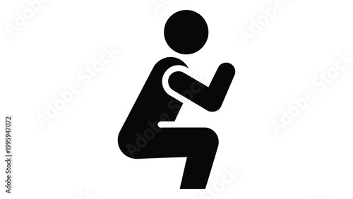 Squat exercise icon, vector illustration of a person performing a squat, fitness and workout symbol isolated on white background