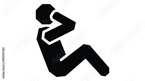 Vector icon of a person performing situps, representing abdominal exercise and fitness training