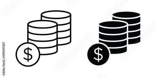 Money icon design. Editable silhouette and Thin Stroke outlined icons pack