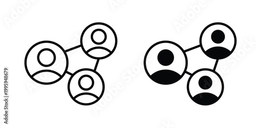 Network icon design. Editable silhouette and Thin Stroke outlined icons pack