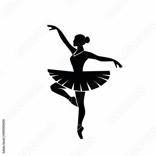 Silhouette of a Ballerina in a Tutu Performing a Ballet Pose