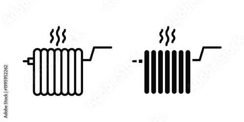 Radiator icon design. Editable silhouette and Thin Stroke outlined icons pack