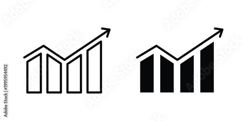 Sales growth icon design. Editable silhouette and Thin Stroke outlined icons pack