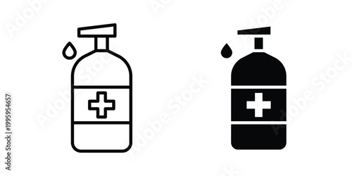 Sanitizer icon design. Editable silhouette and Thin Stroke outlined icons pack