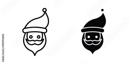 Santa Claus icon design. Editable silhouette and Thin Stroke outlined icons pack