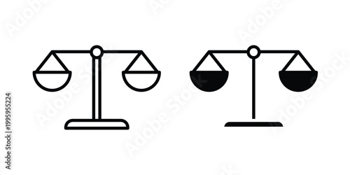 Scales of justice icon design. Editable silhouette and Thin Stroke outlined icons pack