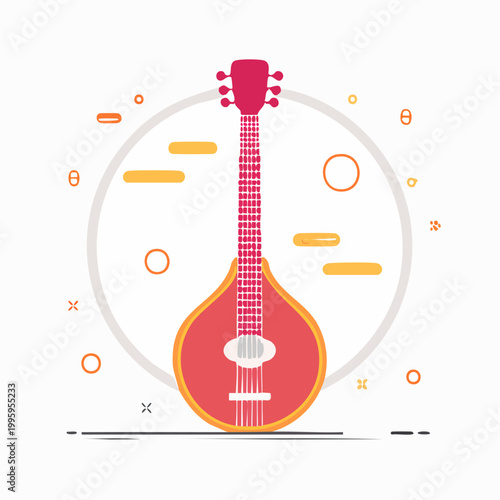 Flat Illustration of a Bouzouki