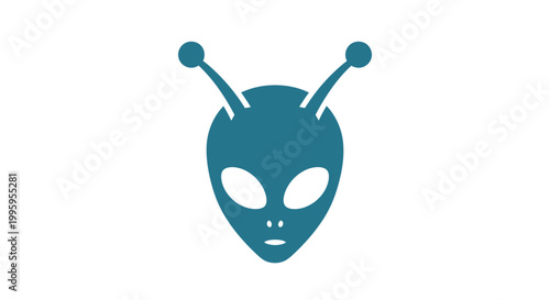 Blue alien head with antennae.