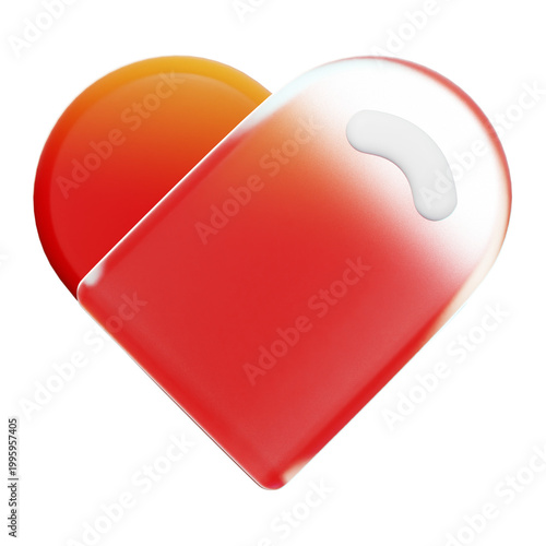 Glassmorphism Heart 3d icon