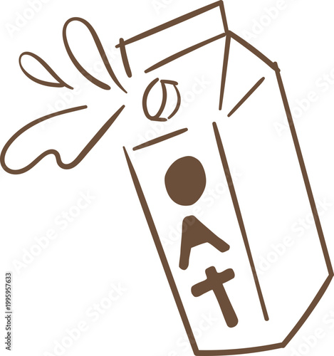 oat milk carton handdrawn line art doodle illustration